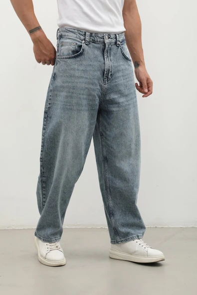 Erkek Skater Fit Jean Pantolon Buz Mavisi - 8
