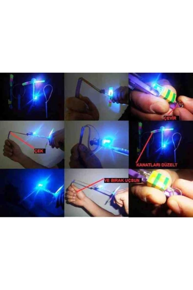 40 adet Led Işıklı Sapan Havada Süzülen Oyuncak Mancınık Sapan - Resim 2