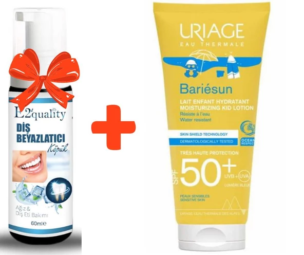 E2'quality Diş Beyazlatıcı Köpük + Uriage Bariesun Moisturizing Kid Lotion Spf 50 100 ML