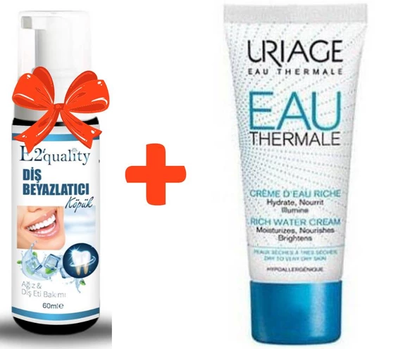 E2'quality Diş Beyazlatıcı Köpük + Uriage Eau Thermale Rich Water Cream 40 ML Nemlendirici Krem