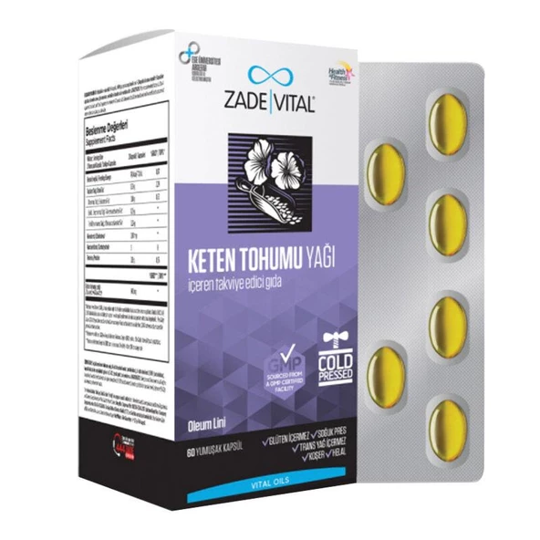 Zade Vital Keten Tohumu Yağı 625 mg 60 Kapsül - Diş Beyazlatıcı Köpük Hediye