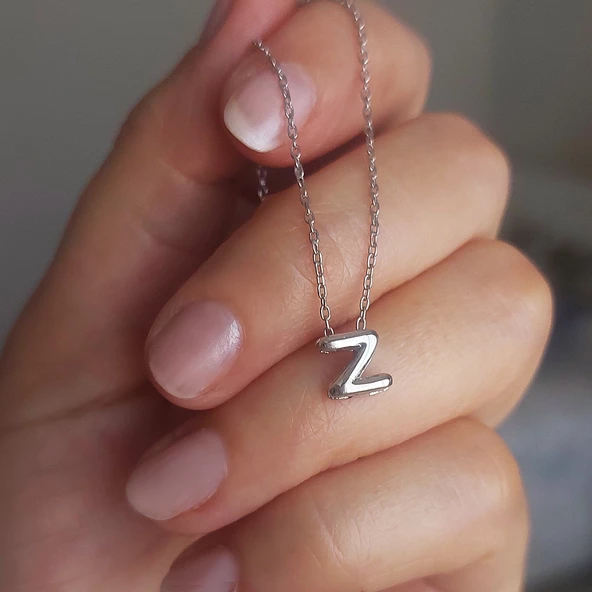 Vaoov 925 Ayar Gümüş Bombeli Harf Kolye ürün görseli