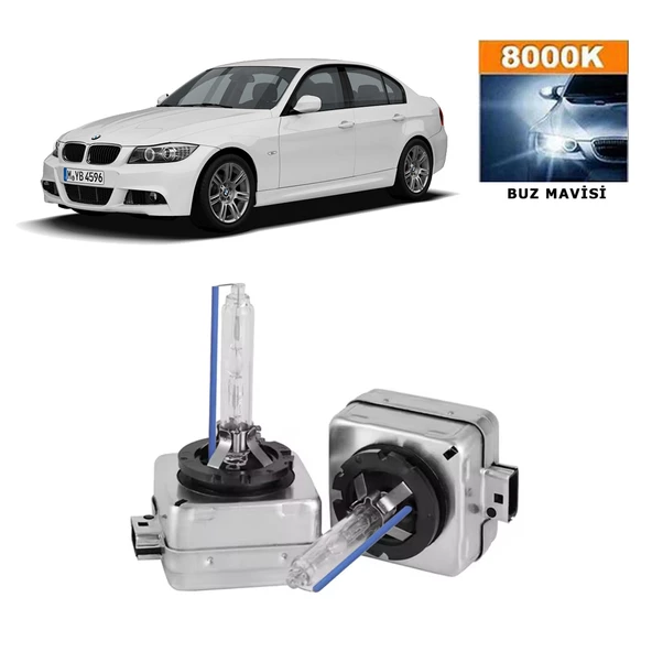 BMW 3 Serisi E90 2005-2012 Xenon D1S / D1R 8000K Buz Mavi HID Xenon Ampul 2 Adet