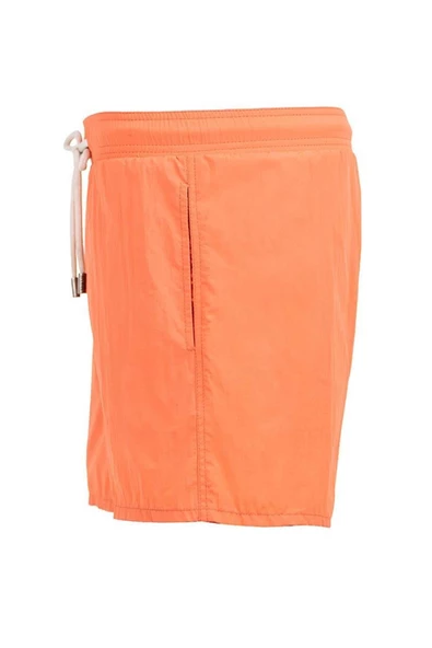 Somon Su İtici Özellikli Naylon Kumaş Düz Renk Basic Erkek Plaj Deniz Şort Mayo - 540-Somon - Resim 3