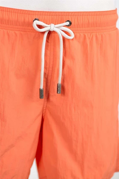 Somon Su İtici Özellikli Naylon Kumaş Düz Renk Basic Erkek Plaj Deniz Şort Mayo - 540-Somon - Resim 6