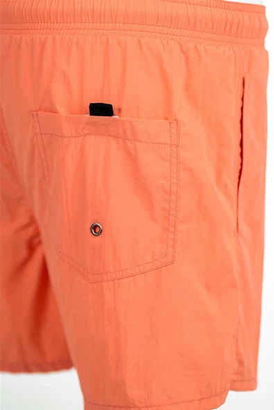 Somon Su İtici Özellikli Naylon Kumaş Düz Renk Basic Erkek Plaj Deniz Şort Mayo - 540-Somon - Resim 5