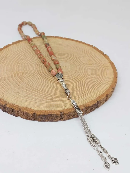 Unakit Taşı Arpa Kesim Tesbih 6*9mm (49434) - Resim 4