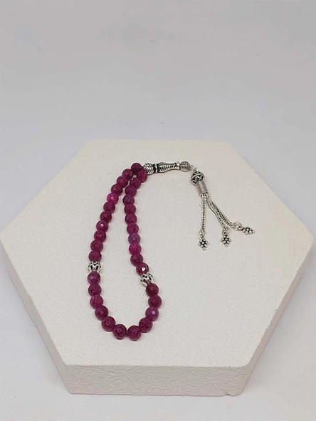 Yakut Taşı Faset Kesim 33 lük Tesbih 6mm (Gümüş) (51308) - 6