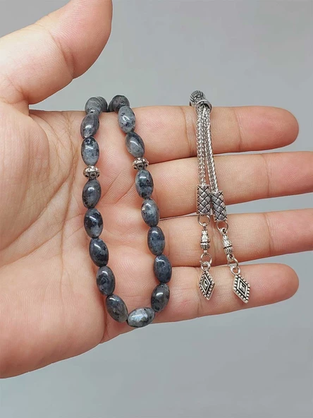 Spektrolit Taşı Arpa Kesim Tesbih 6*9mm (49428) ürün görseli