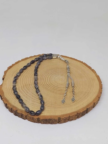 Spektrolit Taşı Arpa Kesim Tesbih 6*9mm (49428) - Resim 2