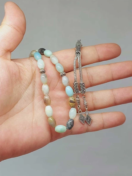 Amazonit Taşı Arpa Kesim Tesbih 6*9mm (49432) ürün görseli