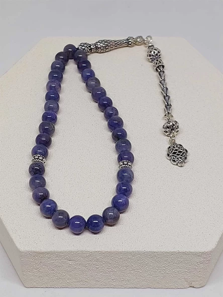 Tanzanit Taşı 33 lük Tesbih 7mm (Gümüş) (51294) - Resim 4