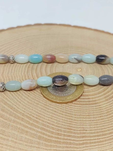 Amazonit Taşı Arpa Kesim Tesbih 6*9mm (49432) - Resim 3