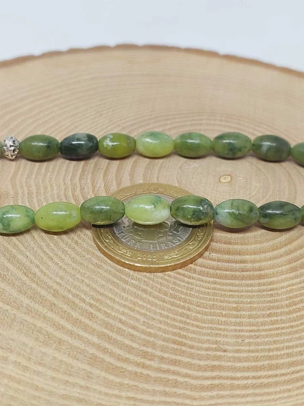 Yeşim Taşı Arpa Kesim Tesbih 6*9mm (49430) - Resim 3