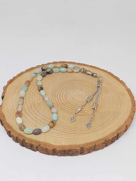 Amazonit Taşı Arpa Kesim Tesbih 6*9mm (49432) - Resim 2