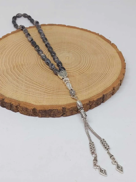 Spektrolit Taşı Arpa Kesim Tesbih 6*9mm (49428) - Resim 4