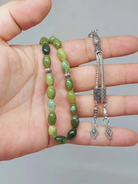 Yeşim Taşı Arpa Kesim Tesbih 6*9mm (49430) ürün görseli