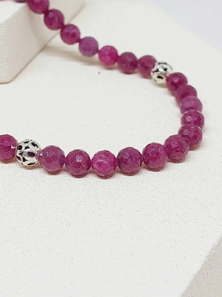 Yakut Taşı Faset Kesim 33 lük Tesbih 6mm (Gümüş) (51308) - 4