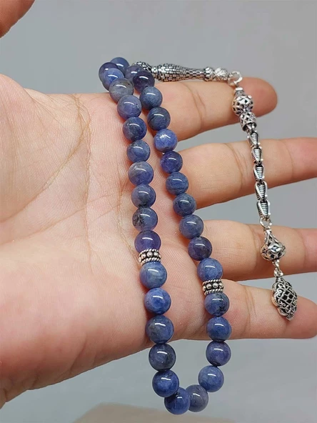 Tanzanit Taşı 33 lük Tesbih 7mm (Gümüş) (51294) ürün görseli