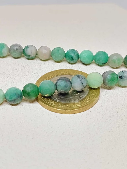 Zümrüt Taşı Faset Kesim 33 lük Tesbih 6mm (Gümüş) (51296) - Resim 5