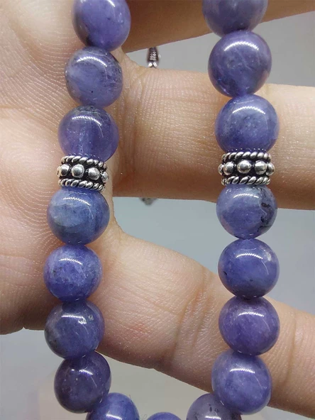 Tanzanit Taşı 33 lük Tesbih 7mm (Gümüş) (51294) - Resim 7