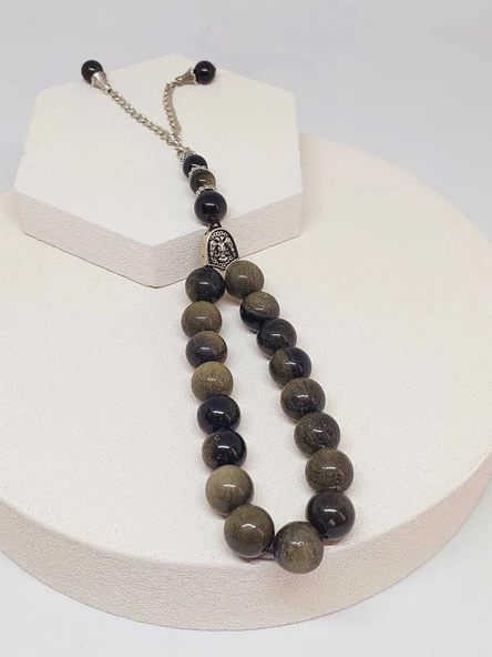 Golden Obsidyen Taşı 17lik Efe Tesbih 12mm (51516) - 4