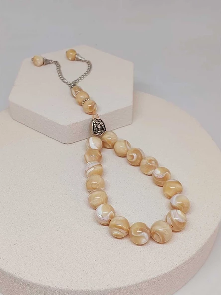 Sedef Taşı Karamel 17lik Efe Tesbih 12mm (51524) - Resim 2