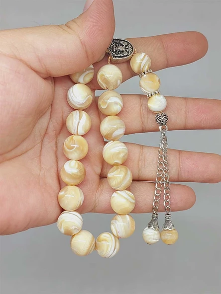 Sedef Taşı Karamel 17lik Efe Tesbih 12mm (51524) ürün görseli