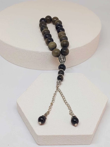 Golden Obsidyen Taşı 17lik Efe Tesbih 12mm (51516) - 2