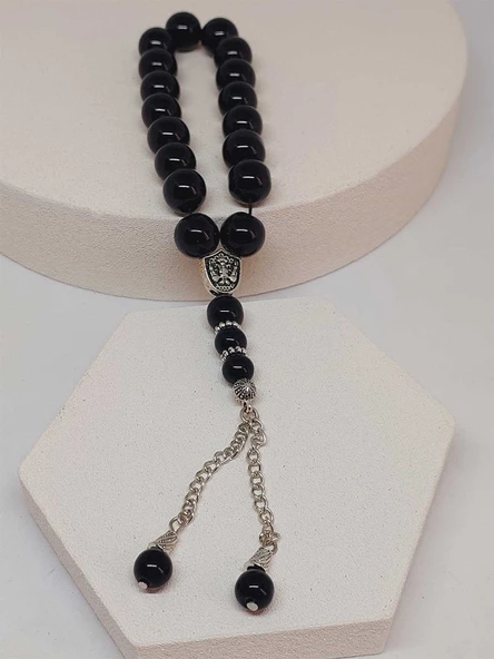 Oniks (Onix) Taşı Parlak 17lik Efe Tesbih 12mm (51532) - 4