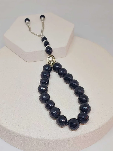 Oniks (Onix) Taşı Faset Kesim17lik Efe Tesbih 12mm (51526) - Resim 2