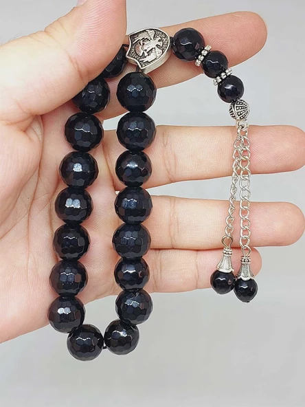 Oniks (Onix) Taşı Faset Kesim17lik Efe Tesbih 12mm (51526)