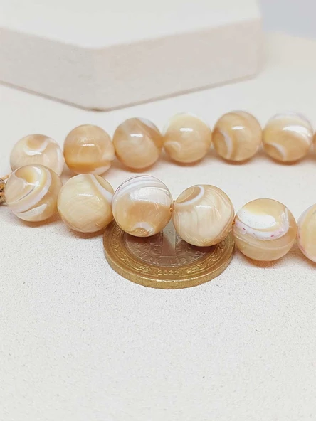 Sedef Taşı Karamel 17lik Efe Tesbih 12mm (51524) - Resim 3