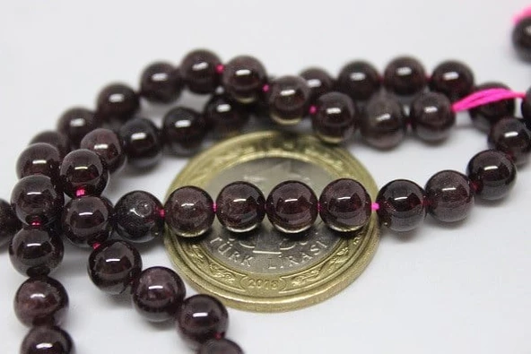 Bileklik Boy Lal (GRANAT) (GARNET) Taşı Yarım Dizi 6mm 18cm