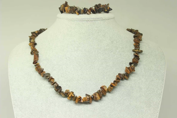 Kaplan Gözü Taşı Küçük Taşlar Kolye & Bileklik Seti