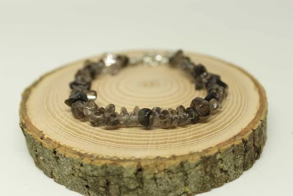 Dumanlı Kuvars Taşı Küçük Taşlar Bileklik - Resim 2