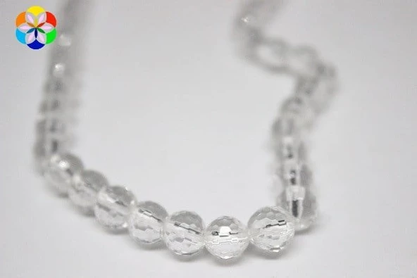 Kristal Kuvars Taşı Faset Kesim 8mm 4 Adet - Resim 2