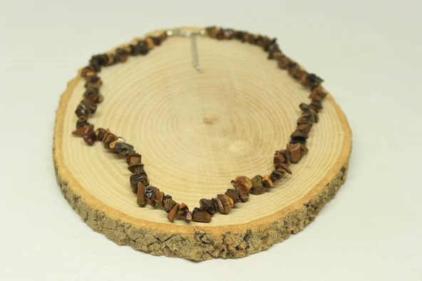 Kaplan Gözü Taşı Küçük Taşlar Kolye - Resim 2