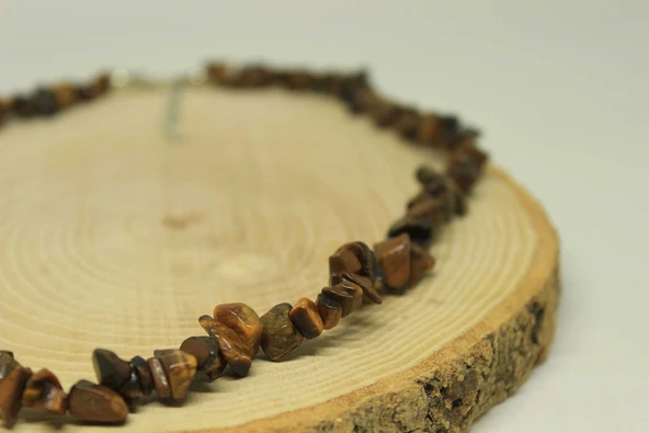 Kaplan Gözü Taşı Küçük Taşlar Kolye - Resim 3