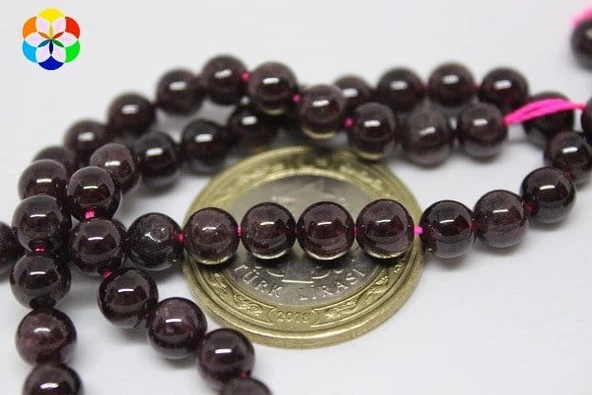 Lal (granat) (garnet)taşı 6mm/10 Adet ürün görseli 1