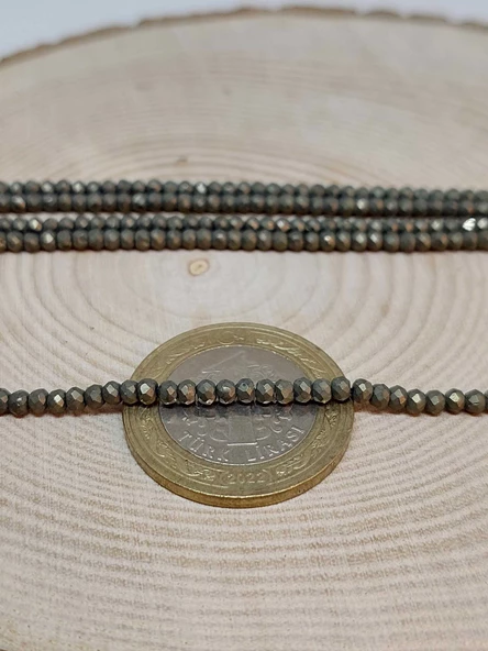 Bileklik Boy Pirit Taşı Rondela Faset Kesim Yarım Dizi 2.5*2mm (17CM UZUNLUĞUNDADIR) - 2