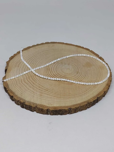 Bileklik Boy Sedef Taşı Beyaz Yarım Dizi 3mm (17CM UZUNLUĞUNDADIR) - Resim 3