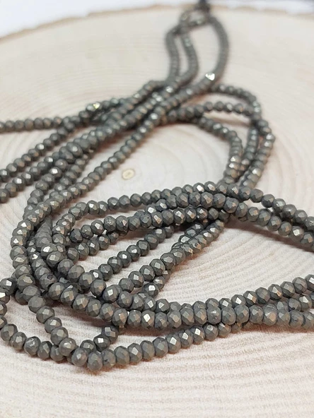 Bileklik Boy Pirit Taşı Rondela Faset Kesim Yarım Dizi 2.5*2mm (17CM UZUNLUĞUNDADIR)