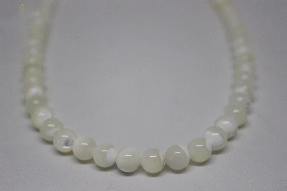 Sedef Taşı Yarım Dizi 8mm (BEYAZ) (18CM UZUNLUĞUNDADIR) - 4