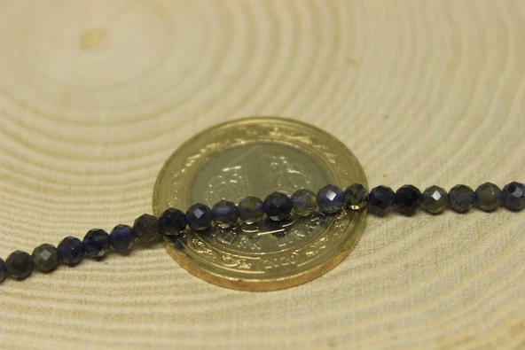 Bileklik Boy Su Safiri (İYOLİT) Taşı Yarım Dizi 3mm (17CM UZUNLUĞUNDADIR) - 2