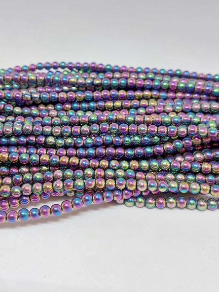 Bileklik Boy Hematit Taşı Yarım Dizi 3mm (35635) (17CM UZUNLUĞUNDADIR) ürün görseli 1