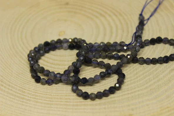 Bileklik Boy Su Safiri (İYOLİT) Taşı Yarım Dizi 3mm (17CM UZUNLUĞUNDADIR)