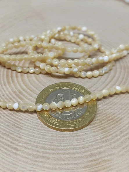 Bileklik Boy Sedef Taşı Karamel Yarım Dizi 3mm (17CM UZUNLUĞUNDADIR) - Resim 2
