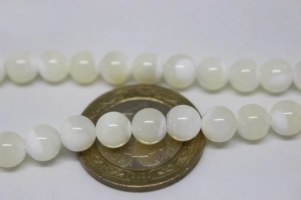 Sedef Taşı Yarım Dizi 8mm (BEYAZ) (18CM UZUNLUĞUNDADIR) - 3