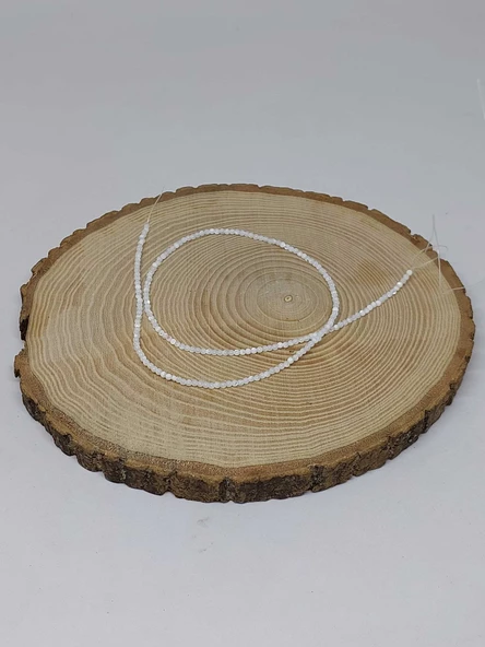 Bileklik Boy Sedef Taşı Beyaz Yarım Dizi 2mm (17CM UZUNLUĞUNDADIR) - Resim 3
